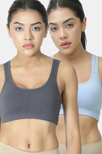 Buy Lady Lyka Soft Strechable Sports Bra (Pack of 2) - Multicolor